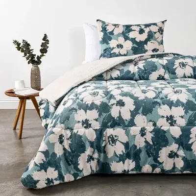 Plumón Coral Sherpa Estampado 1.5 Plazas Microfibra