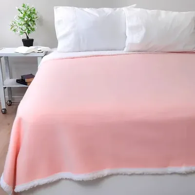 Frazada Polar Sherpa Premium 2.5 Plazas Térmica Coral Claro