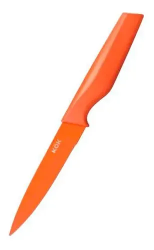 Cuchillo Multiuso Acero Inoxidable 11cm Mango Madera Naranja