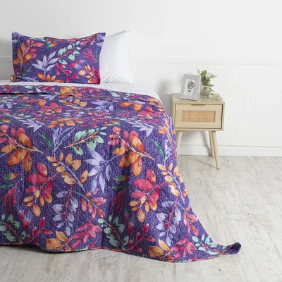 Quilt Reversible Estampado 1.5 Plazas Poliéster Coral Claro
