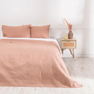 Quilt Portugal Microfibra 2 Plazas Reversible Terracota