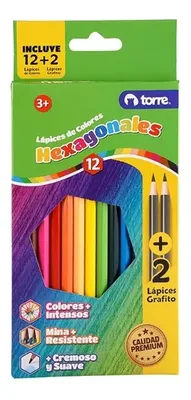 Lápiz Pasta Hexagonal 12 Colores Intensos