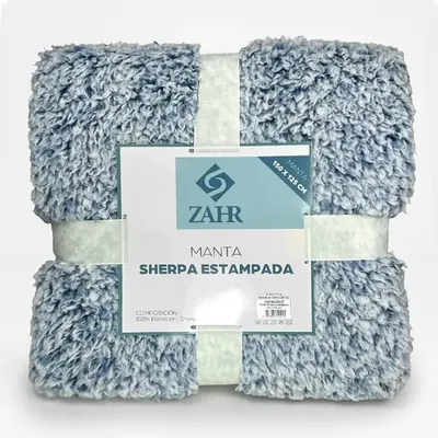 Manta Sherpa Térmica Poliéster Azul Azul