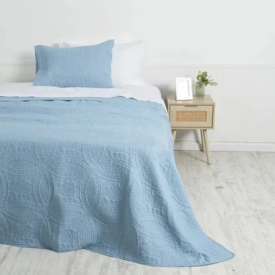 Quilt Reversible Microfibra 1.5 Plazas Azul Azul