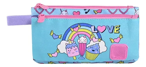 Estuche Escolar Estampado 3 Compartimentos Coral Claro