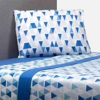 Set De Sábanas Polar 2 Plazas Estampadas Poliéster Azul