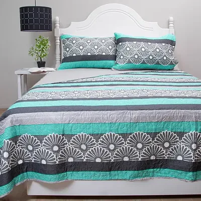 Quilt Estampado 2.5 Plazas Poliéster Girasol Gris