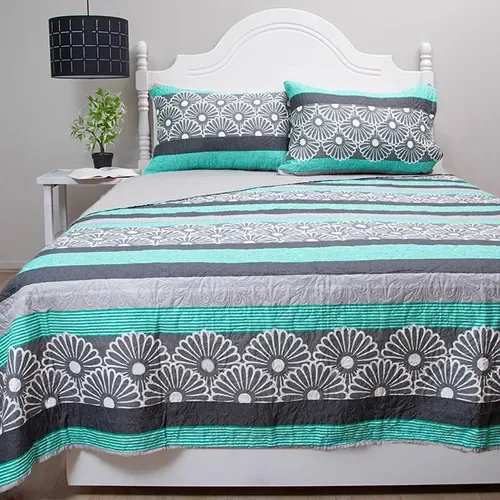 Quilt Estampado 2.5 Plazas Poliéster Girasol Gris