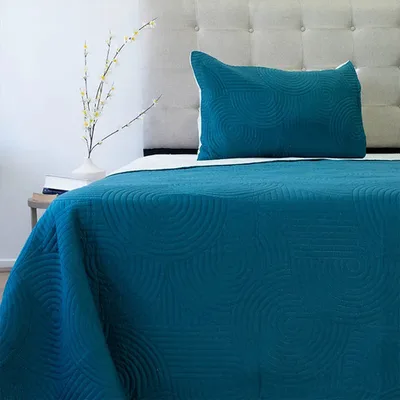 Quilt Hotpress Liso Bicolor 1.5 Plazas Poliéster Coral Claro