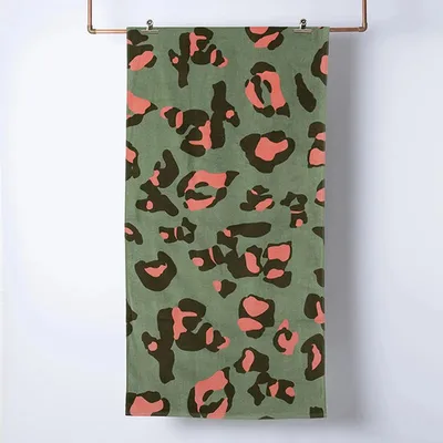 Toalla De Playa Algodón Velour Estampada Coral Claro