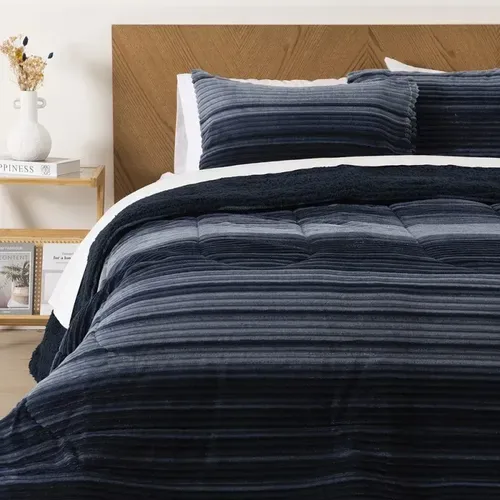 Plumón Corduroy Sherpa 2 Plazas Poliéster Azul Azul