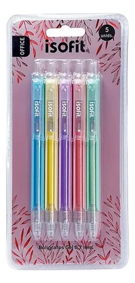 Bolígrafos Gel 0,7 Mm Colores Pasteles Set 5 Unidades Amarillo