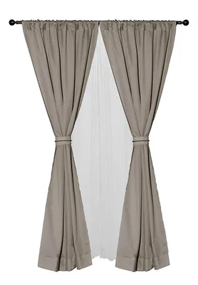 Cortina Amalia Pasa Tubo Set 8 Piezas Poliéster Coral Claro