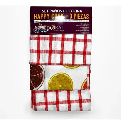 Set De Paños De Cocina Algodón 100% Absorbente Rojo