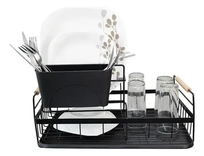 Secaplatos 2 Niveles Resistente Cocina Negro