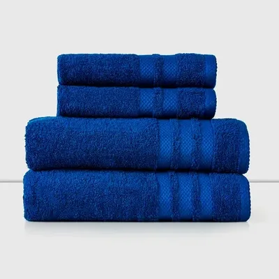 Set De Toallas 100% Algodón Baño Y Mano Azul Azul
