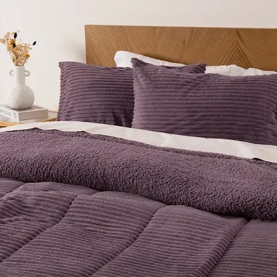 Plumón Coral Sherpa 2 Plazas Poliéster Suave Coral Claro