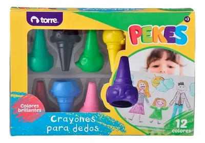 Crayones Para Dedos 12 Colores Animales Pekes