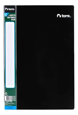 Carpeta Oficio 40 Fundas Plásticas Organizadora Negro