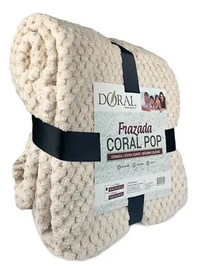 Frazada Térmica Coral Pop Poliéster Suave Beige