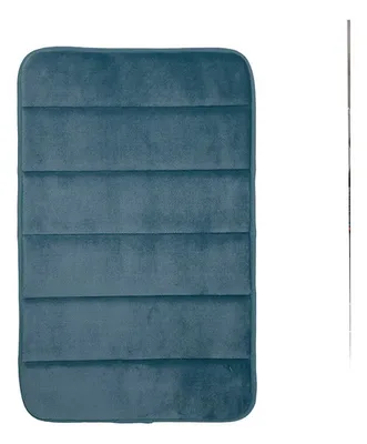 Piso De Baño Flannel Poliéster Absorbente Azul