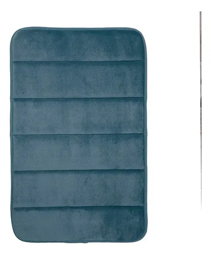 Piso De Baño Flannel Poliéster Absorbente Azul