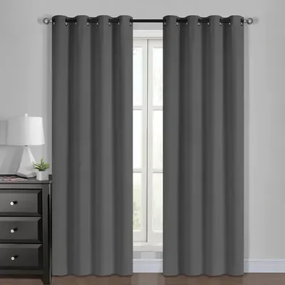 Cortinas Blackout 4 Paños Poliéster 140x220 Cm Gris Oscuro