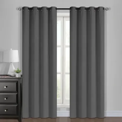 Cortinas Blackout 4 Paños Poliéster 140x220 Cm Gris Oscuro