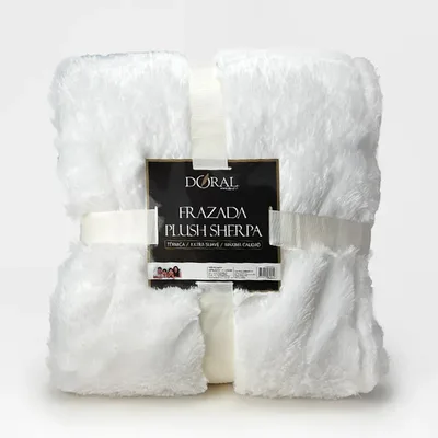 Frazada Plush Sherpa Térmica 1.5 Plazas Poliéster Blanco