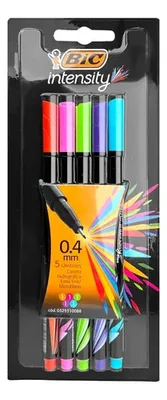 Bolígrafo Bic Intensity Set 5 Unidades Punta Fina Amarillo