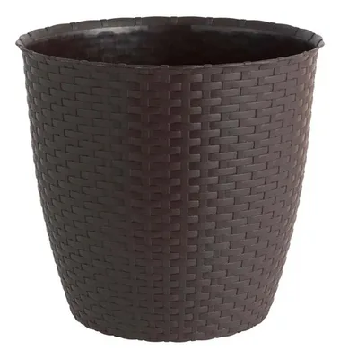 Maceta Redonda Plástico Estilo Ratán 25cm Marrón