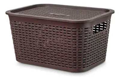 Canasta Organizadora Plástico Ratán 6.5 Litros Marrón