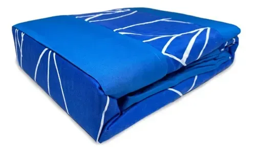 Set De Sábanas Aterciopelada 1.5 Plazas Poliéster Azul