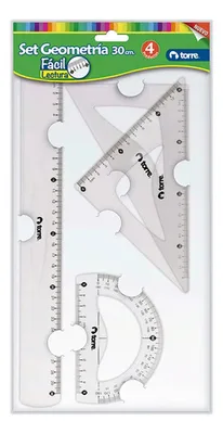Set Geometría Plástico 4 Piezas Escolar
