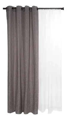 Set Cortinas Natales Polialgodón 8 Piezas Gris Gris