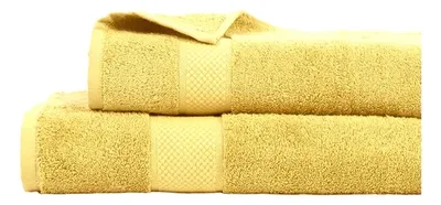 Set Toallas Algodón 500 Grs Cara Baño Amarillo