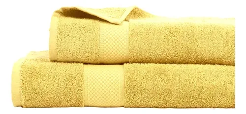 Set Toallas Algodón 500 Grs Cara Baño Amarillo