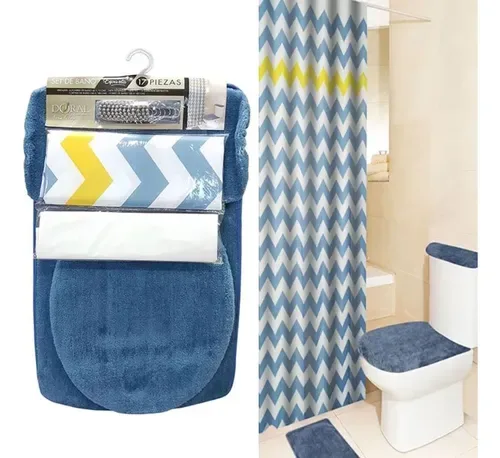 Set De Baño Esparta 17 Piezas Poliéster Azul Azul