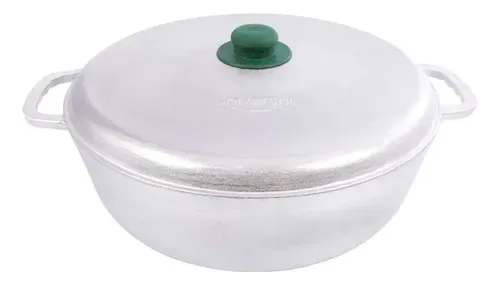 Caldero Aluminio Fundido 30cm Con Tapa Aluminio (plateado)