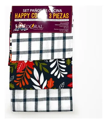 Set Paños De Cocina Algodón 100% Absorbentes Azul