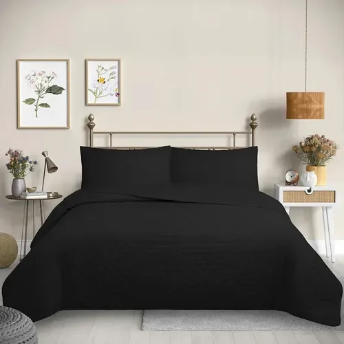 Quilt Reversible Acolchado 2 Plazas Poliéster Negro
