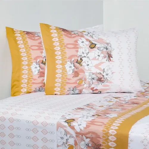 Set De Sábanas Estampada 200 Hilos Polycotton 2 Plazas Verde Oscuro
