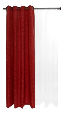 Set Cortinas Navidad 8 Piezas Polialgodón Rojo Rojo