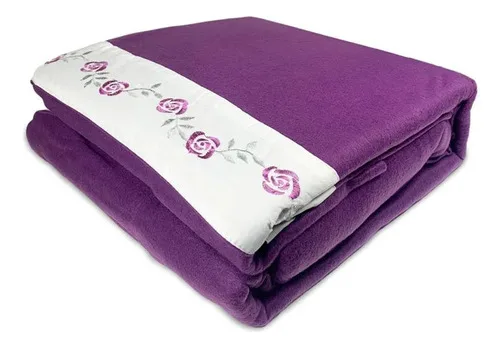 Set De Sábanas De Polar Bordadas 1.5 Plaza Poliéster Fucsia