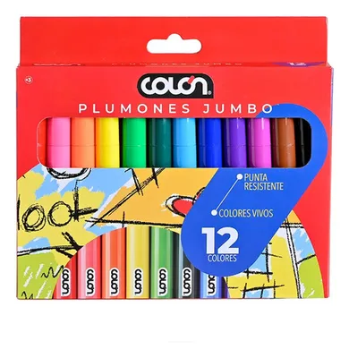 Marcadores Jumbo Colón 12 Colores Lavables
