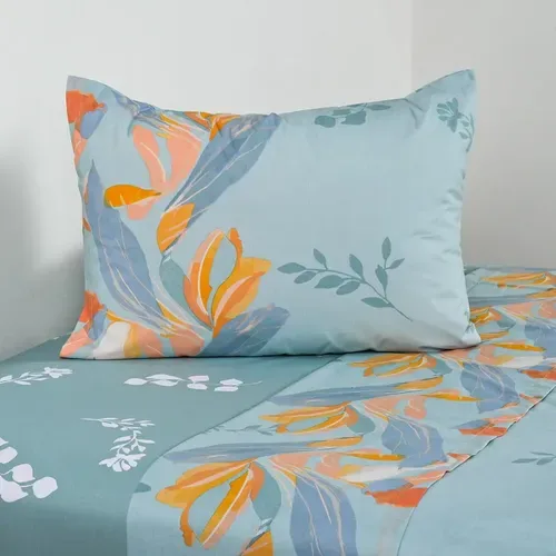 Set De Sábanas 144 Hilos Estampadas 1 Plaza Polycotton Verde Oscuro