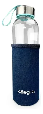 Botella De Vidrio 450cc Con Funda Neopreno Térmica Azul
