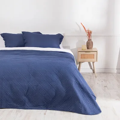 Quilt Cordoba Liso 2.5 Plazas Poliéster Azul Azul