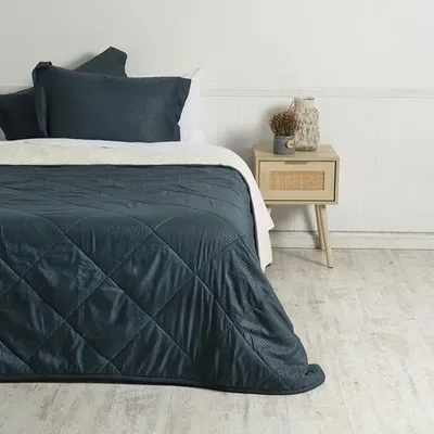 Plumón Microfibra Sherpa Embossed 2.5 Plazas Azul