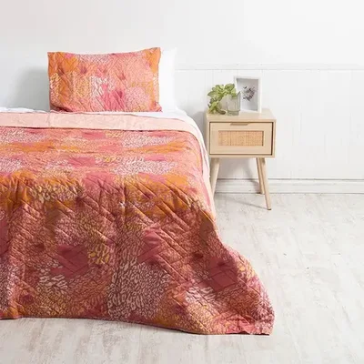Quilt Estampado 1.5 Plaza Poliéster Mashini Coral Claro